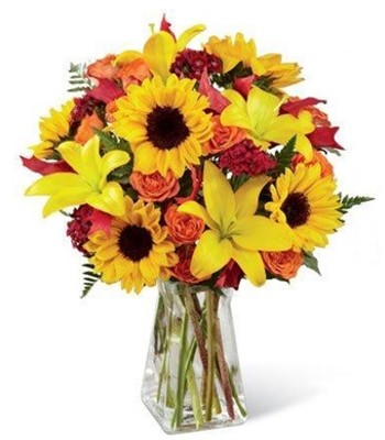 Love of Sun - Sunflowers, Carnations With Roses And Lilies