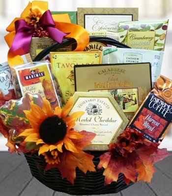 Colors of Joy - Seasonal Flowers in Hand-Crafted Willow Basket