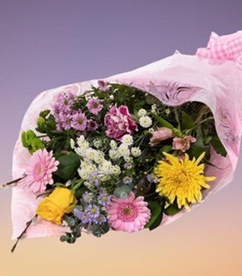 Bouquet of Roses, Gerberas Daisies, Carnations with Babys Breath