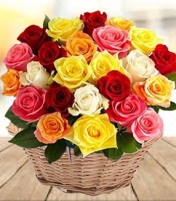 Mix Rose Basket - 36 Assorted Roses