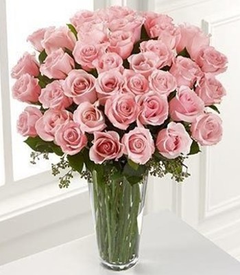 Flowers For Her - 36 Pink Roses Arrangement in Vase