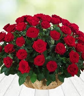 Rose Flower Basket - 36 Red Roses