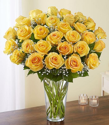 Yellow Rose Bouquet - 36 Yellow Roses in Vase