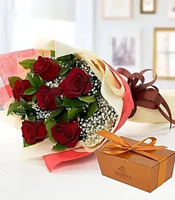 Valentine's Day Special - 6 Red Roses and Chocolates
