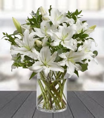 Lily Arrangement - White Lilies With Free Vase
