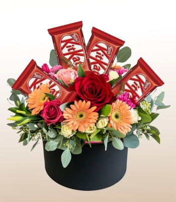 Birthday Mixed Flowers With Kitkat Chocolate