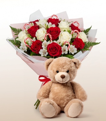 Christmas Roses With Teddy