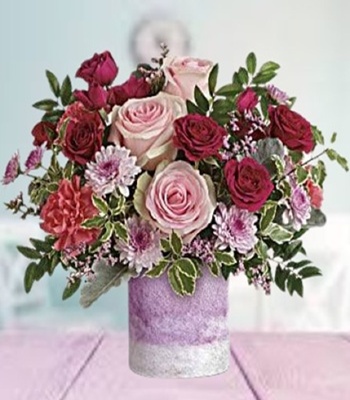 Pink Roses With Mix Seasonal Flowers