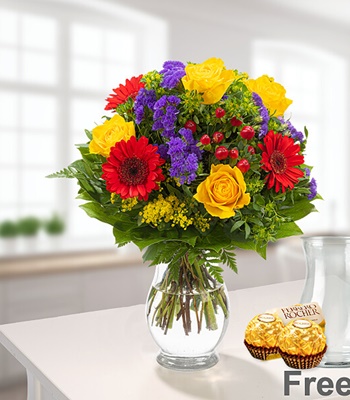 Birthday Flower Bouquet With Ferrero Rocher Chocolates