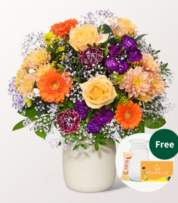 Blooming Autumn Meadow Bouquet with Roses & Carnations