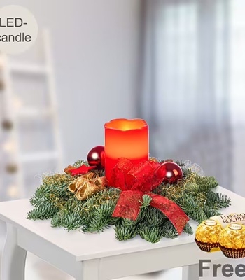 Christmas Centerpiece With LED-Candle & Ferrero Rocher