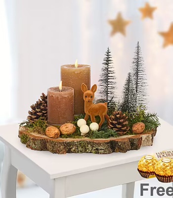 Christmas Dream Centerpiece on wood Ferrero Rocher