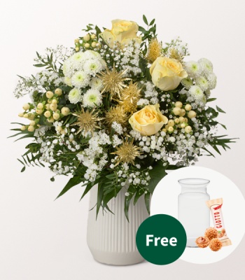 Christmas Flower Bouquet with Vase and Ferrero Giotto