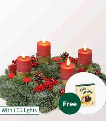 Christmas Wreath With Red LED Candles