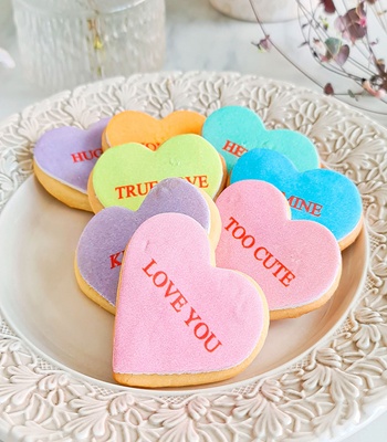 Cookie Hearts With Love Message (12 Pieces)