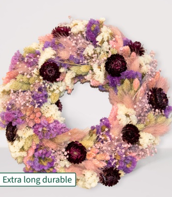 Handmade Pink & Purple Dried Flower Wreath