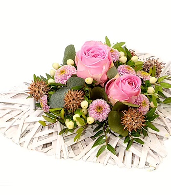 Heart Shape Sympathy Arrangement - Pink Roses & Flowers