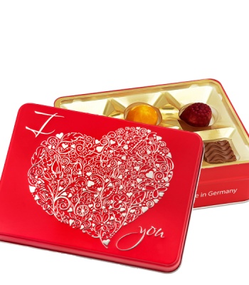 I Love You Chocolate Gift Tin - Romantic Praline & Truffle Box (75g)