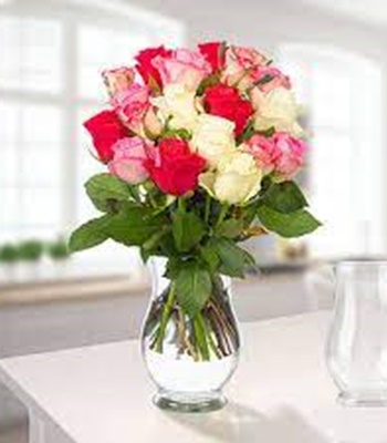 Mix Rose Flower Bouquet - 19 Long Assorted Roses