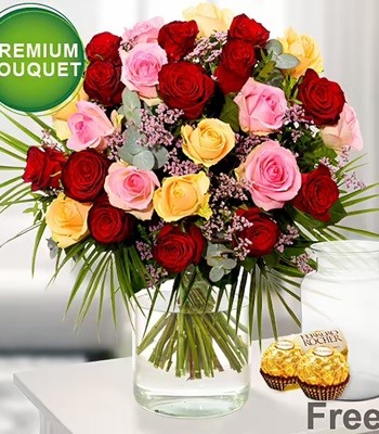Mix Rose Flower Bouquet - Assorted Long Stem Roses