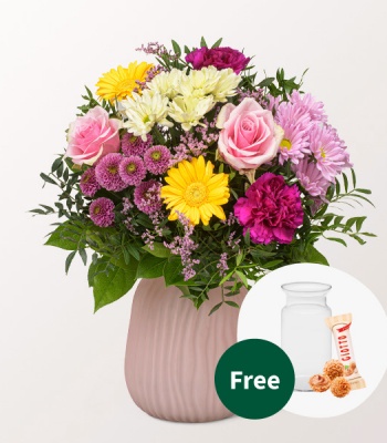 Mother's Day Pink & Yellow Summer Flower Bouquet