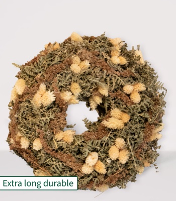 Natural Beige & Olive Dried Flower Wreath