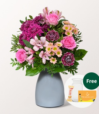 Pink Bouquet with Roses, Alstroemeria & Carnations
