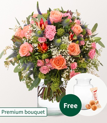 Premium-BlumenstrauÃŸ â€“ Gratis Vase Und Schokolade