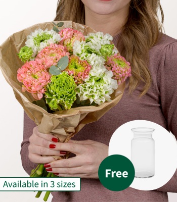 Ranunculus Flower Bouquet with Eucalyptus