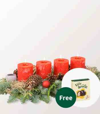 Red Candle Advent Christmas Arrangement