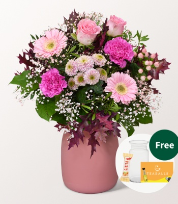 Romantic Fall Dream Bouquet with Pink Roses & Germini