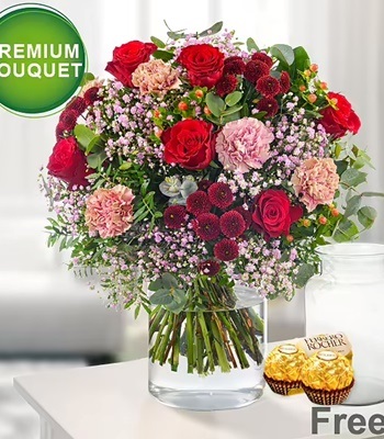 Valentine's Day Rose & Carnation Flower Bouquet