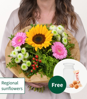 Sunflower & Pink Germini Bouquet