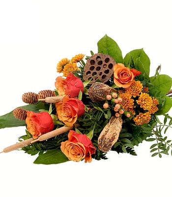 Sympathy Bouquet with Orange Roses & Flowers