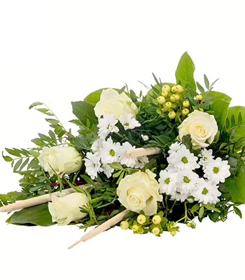 Sympathy Bouquet with White Flowers & Roses