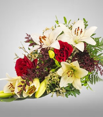 Sympathy Bouquet In White and Red Flowers
