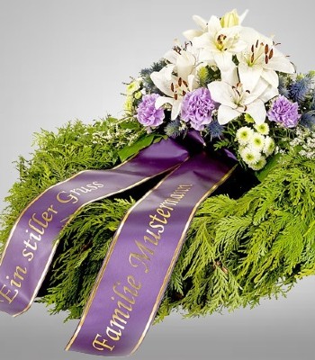 Sympathy Wreath - White and Lilac Flowers