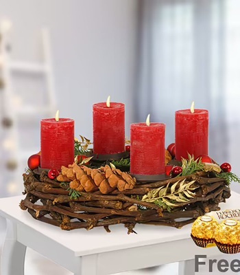 Wooden Christmas Wreath With Ferrero Rocher