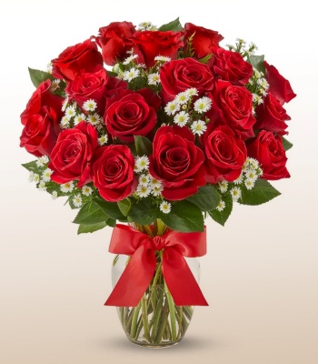 18 Red Roses in a Vase