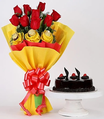 Gift Combo - Flower, Cake and Chocolates