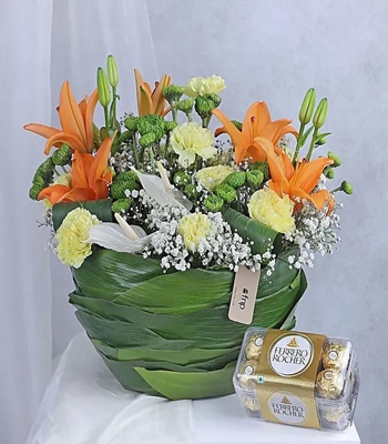 Mix Flowers with Ferrero Chocolate Box