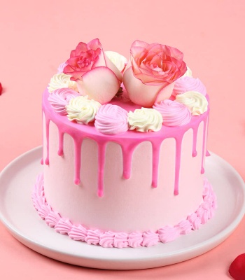 Pastel Rose Drip Cake