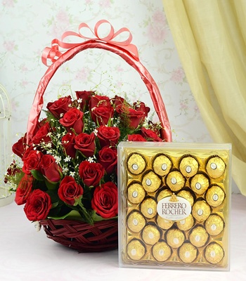 Red Roses & Ferrero Rocher Chocolates -