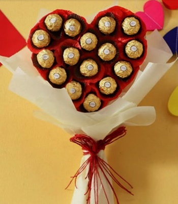 Heart Shaped Bouquet of Ferrero Rocher Chocolates