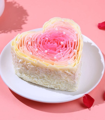 Rosy Petals Heart Cake