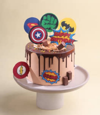 Superheroes Birthday Chocolate Drips Cake