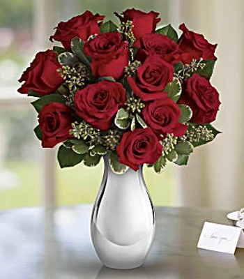 Valentine's Day Red Roses - 20 Red Roses in Vase