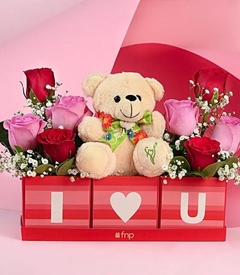 Valentine's Day Roses & Teddy Bear Combo