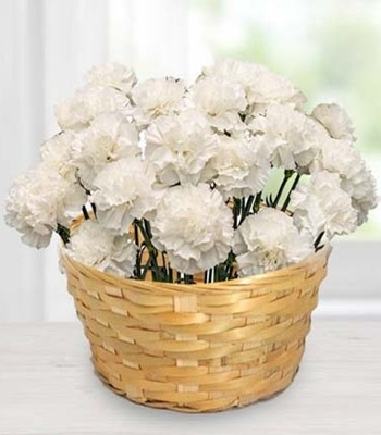 White Rose Basket - 20 White Roses