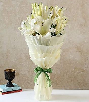 White Oriental Lilies - 5 Stems